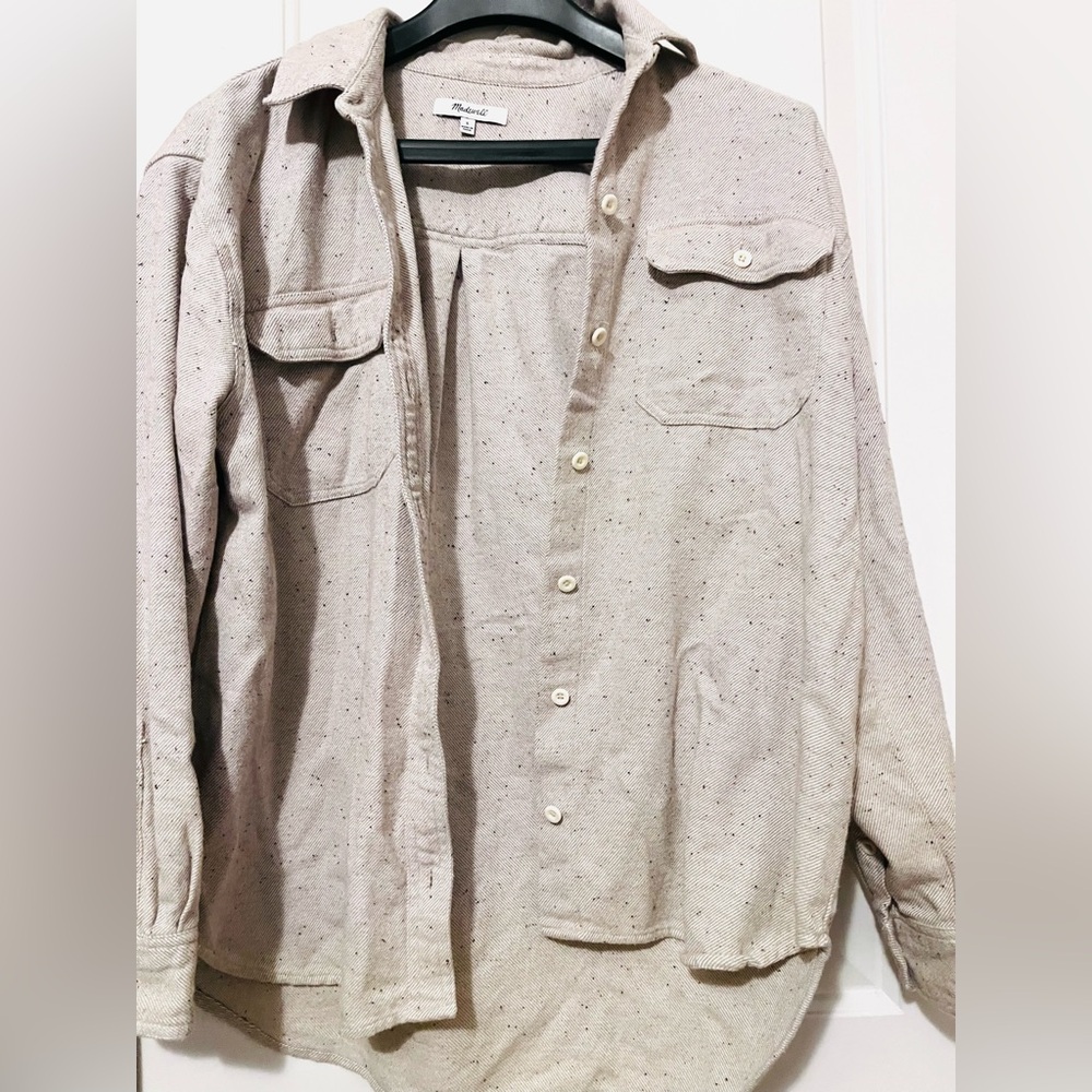 Madewell Cream Donegal Flannel Shacket button up shirt - Picture 7 of 13